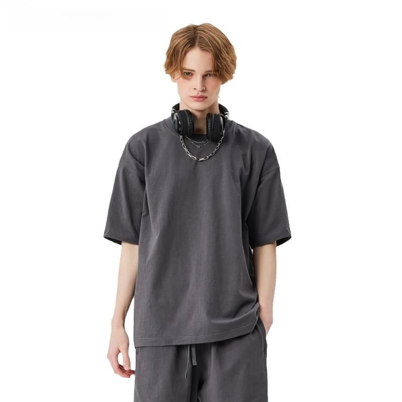 GorgeousBen Men's 230G Pure Cotton Oversized T-Shirt Streetwear Casual Short Sleeve Tee